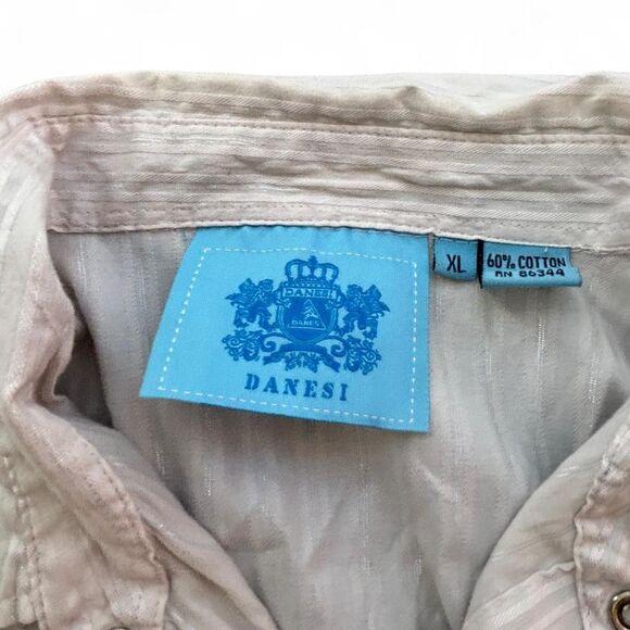 Y2K Cream Striped Button-up Shirt with Pink Embroidered Details - Picture 4 of 6